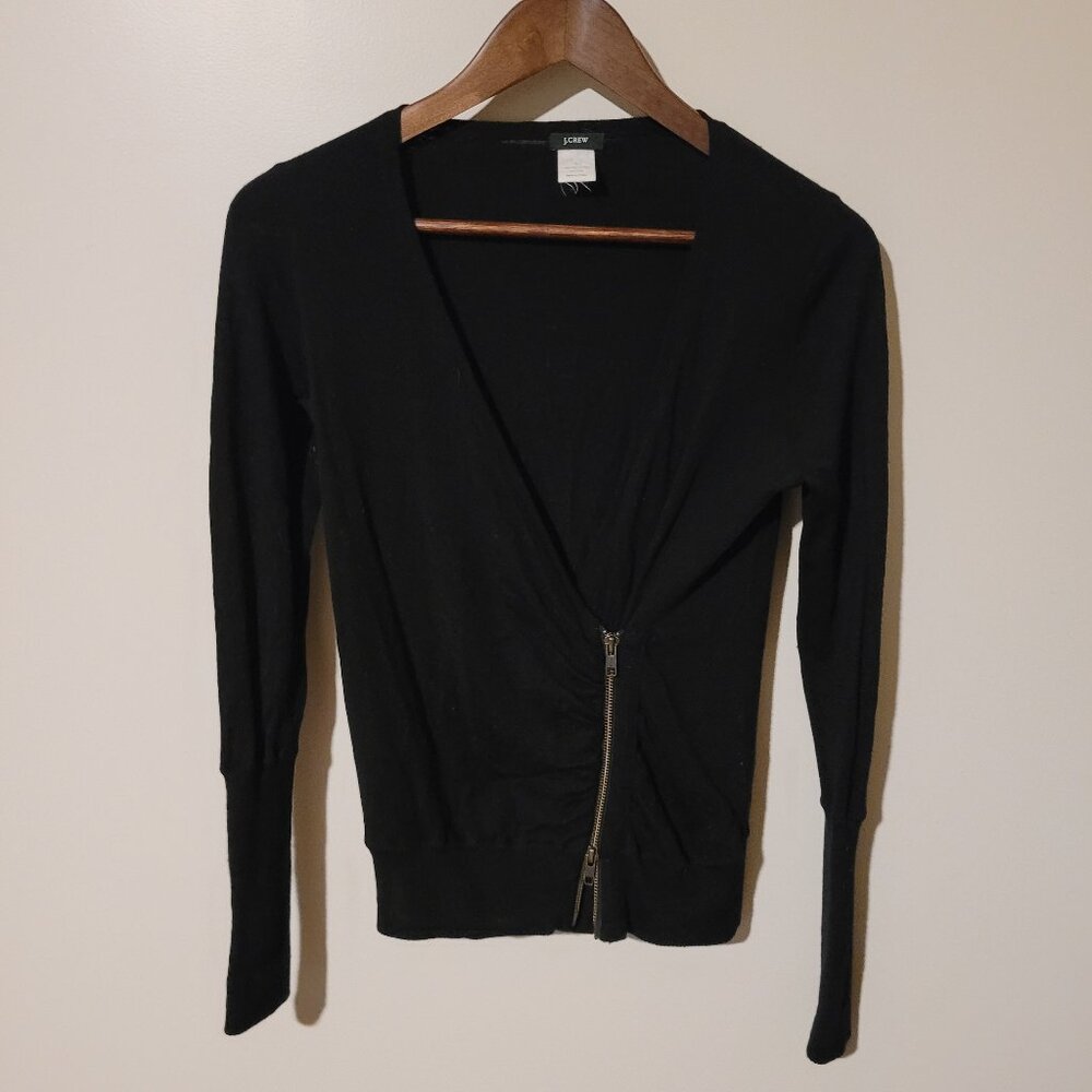 J Crew Asymmetrical Zip Front Cardigan SZ S